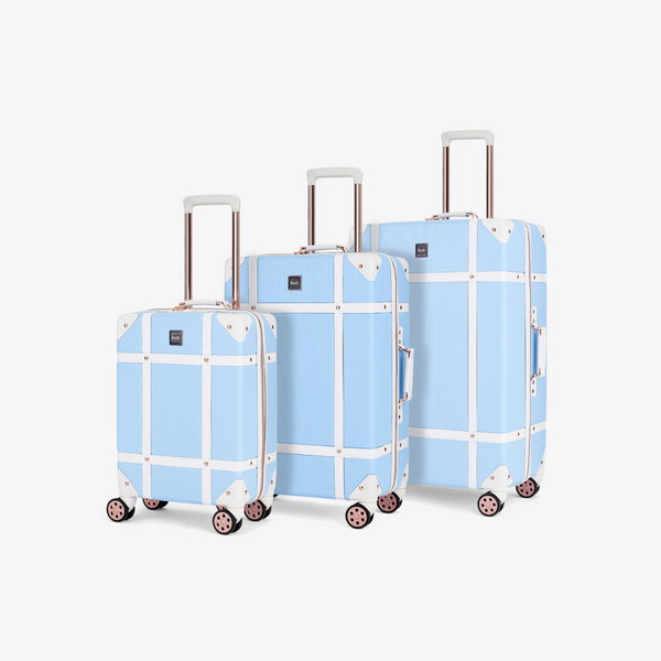 Vintage Set of 3 Suitcases in Sky Blue