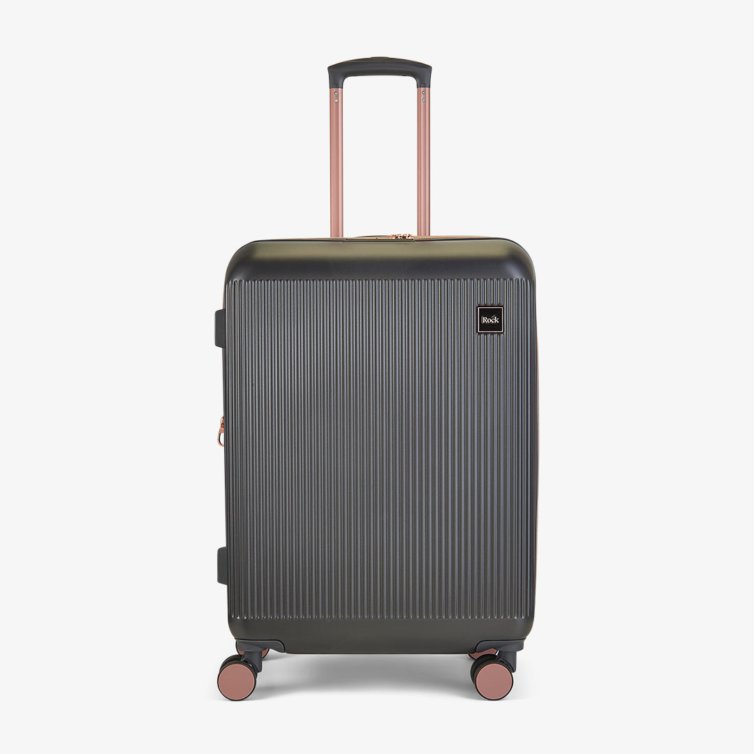 Aria Medium Suitcase in Charcoal with Rose Gold