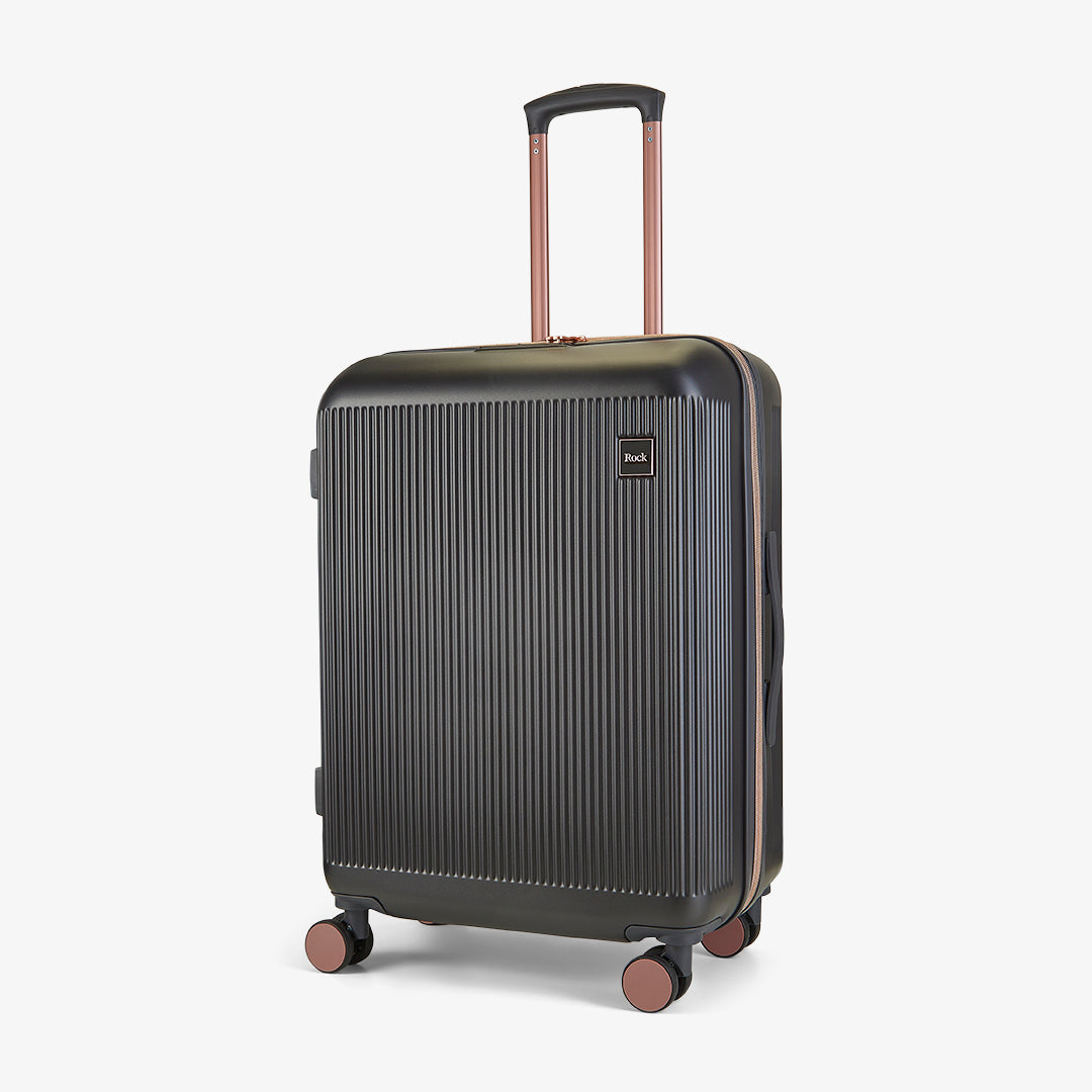 Aria Medium Suitcase in Charcoal with Rose Gold