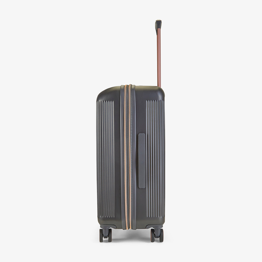 Aria Medium Suitcase Charcoal with Rose Gold Accesories Rock Luggage