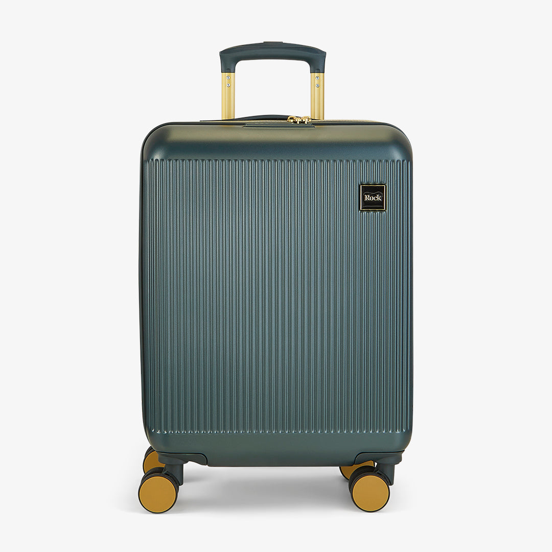 Aria Small Suitcase in Dark Green with Gold