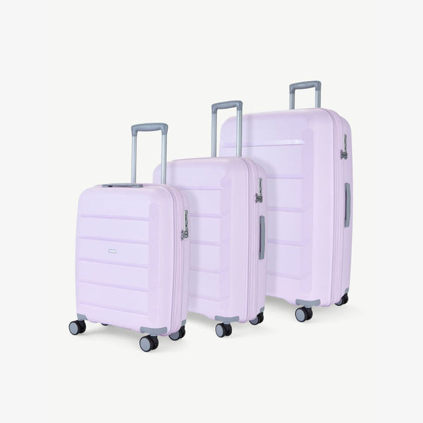 Tulum Set of 3 Pastel Suitcases Lilac Rock Luggage