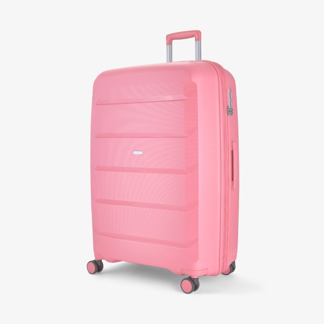 Large pink suitcase on sale